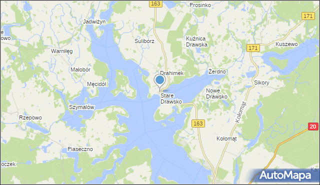 mapa Stare Drawsko, Stare Drawsko na mapie Targeo